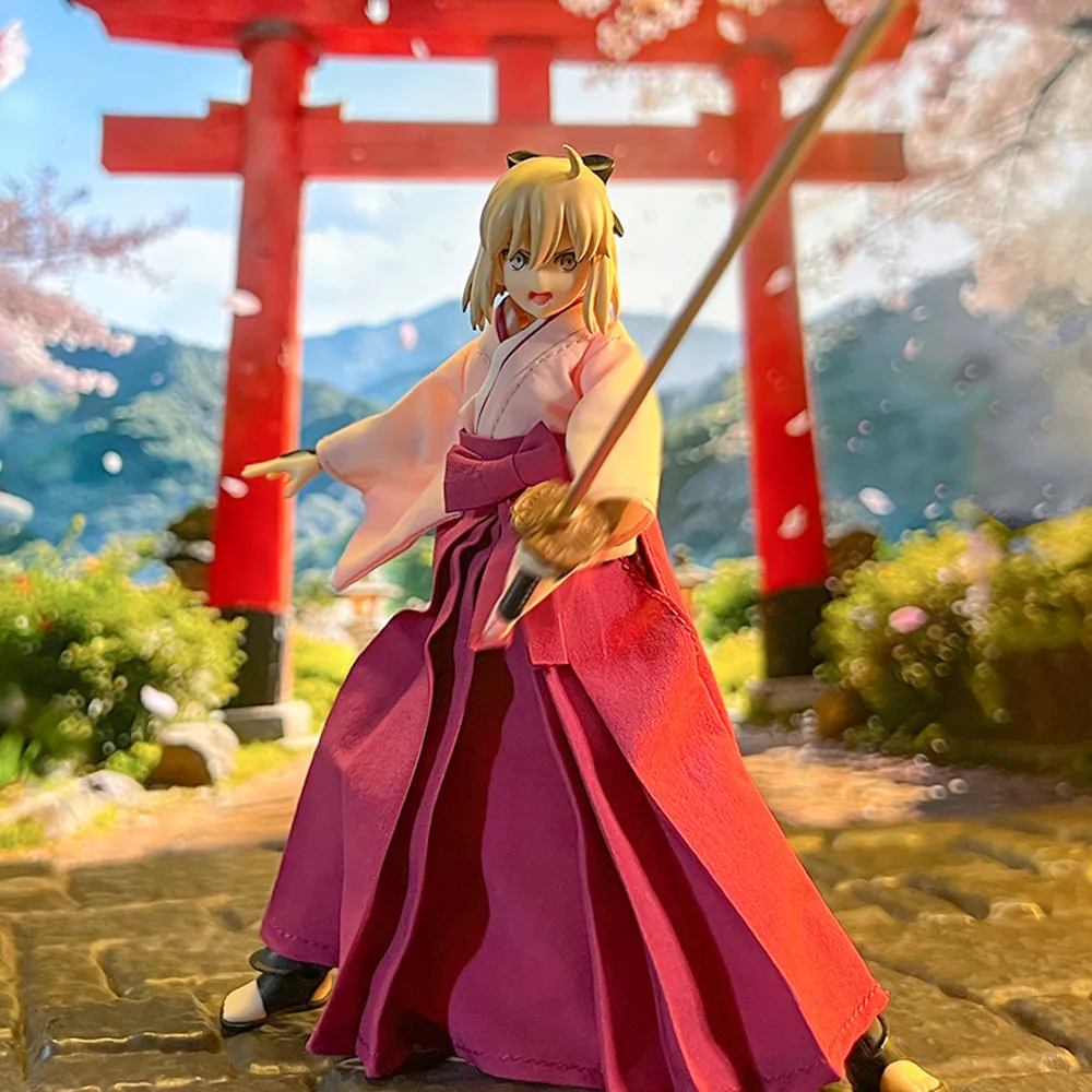 

1/12 Scale Women Female Fashion Clothes Set Haori Coat Dress Belt Set Model for 6''Figures Bodies DIY