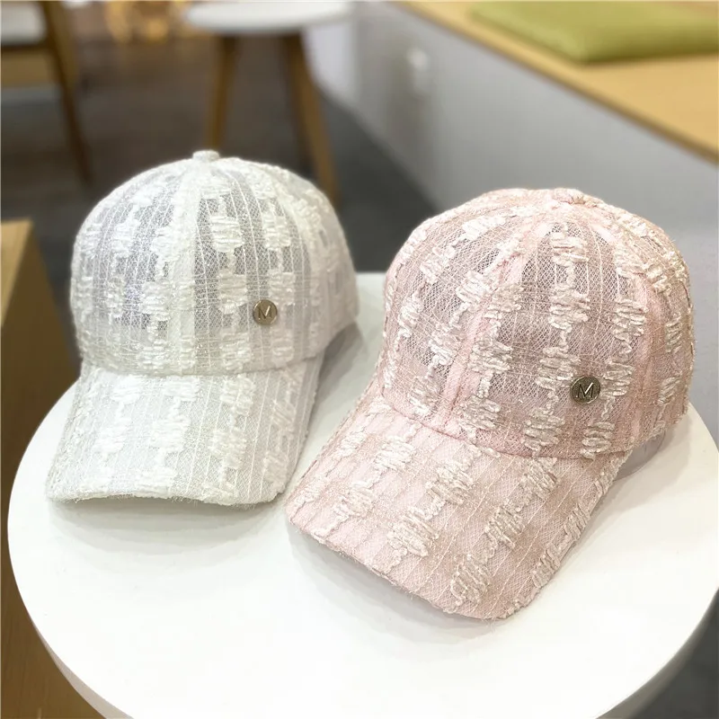 2022 Lace Baseball Cap Summer Ladies Small Fresh Breathable Thin Peaked Cap Tide Brand Face Small Fashion All-match Mesh Sun Hat