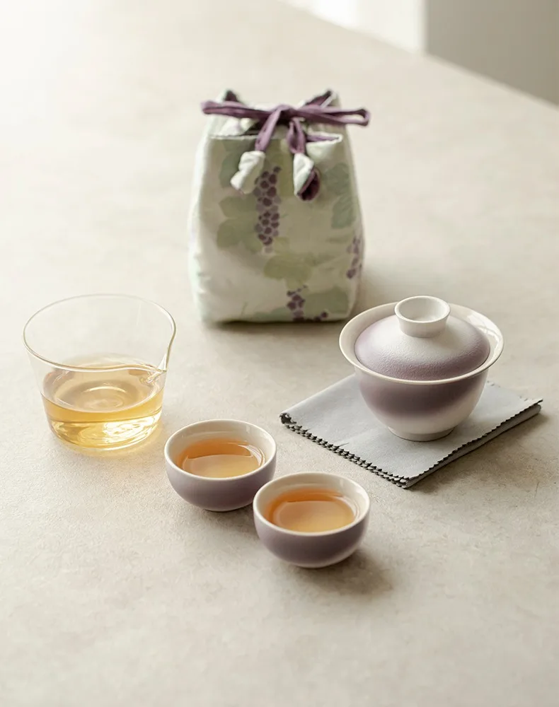 Ceramic Travel Tea Set For Single Person Outdoor Portable Kuaike Cup, One Pot, Two Cups, Household Kung Fu Tea Set For Ladies