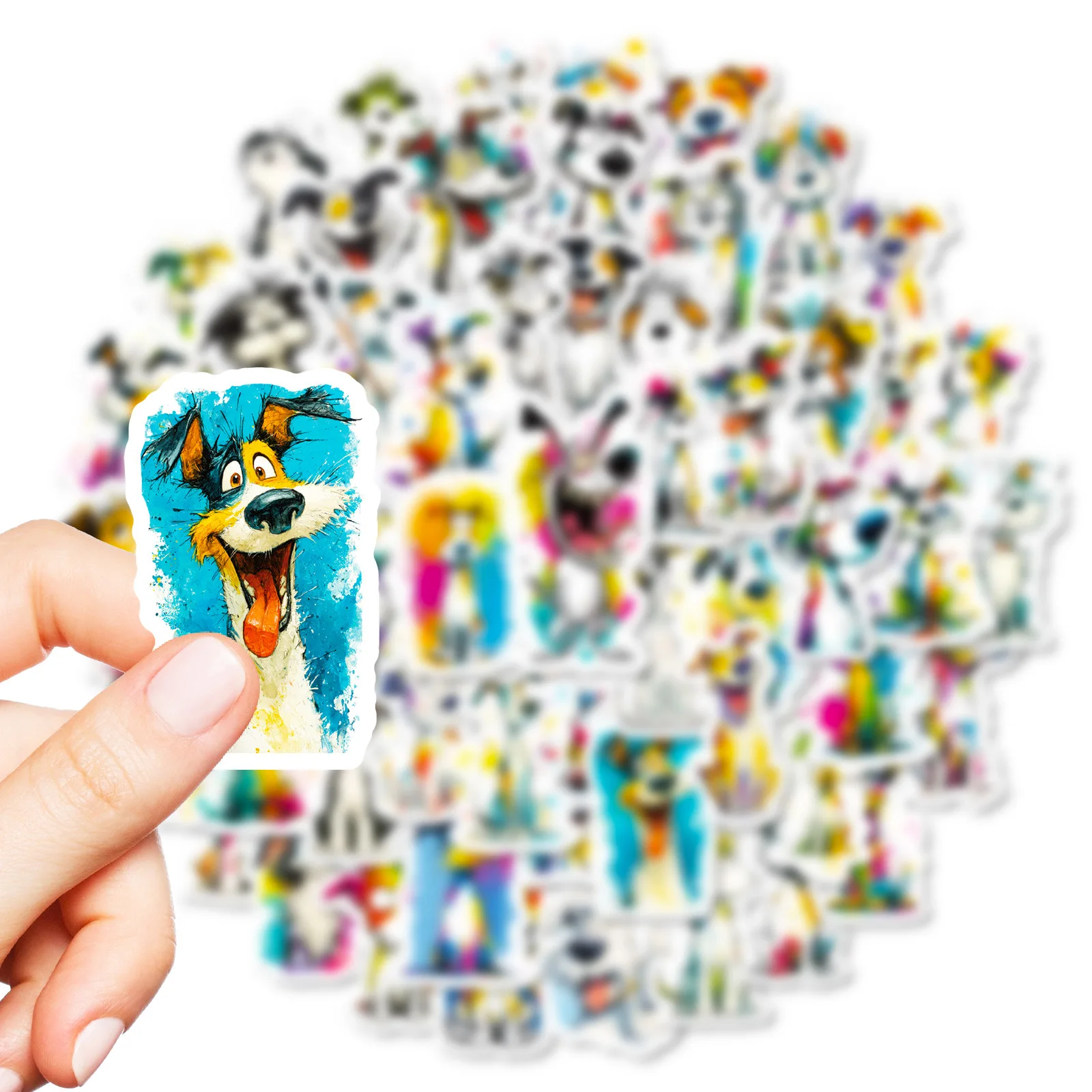 56PCS Creativity Animal Cartoon Stickers Cute Dog Hand Drawn Graffiti Decoration DIY Toys Laptop Guitar Bike Skateboard Decals