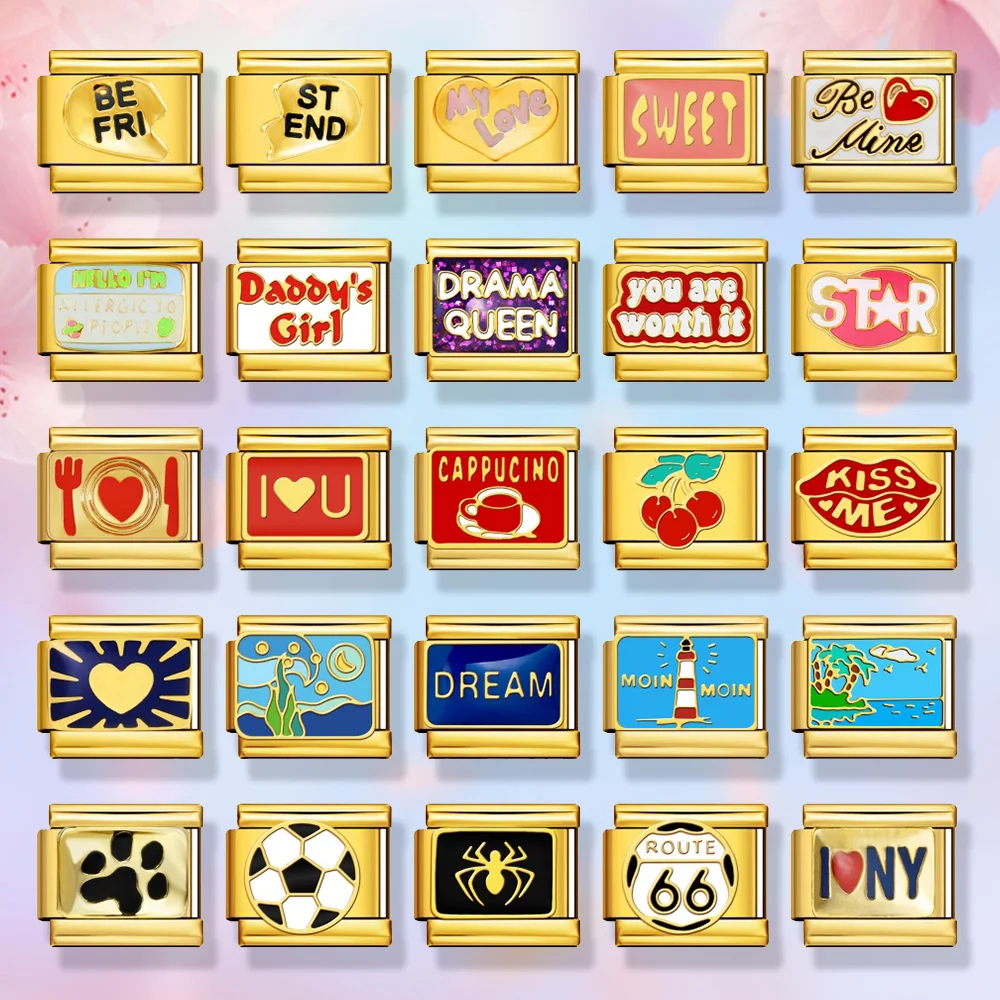 Дизайн-золотого-цвета-итальянский-шарм-подходит-для-9-мм-нержавеющая-сталь-посуда-sweet-route-футбольный-браслет-из-морских-водорослей-изготовление-ювелирных-изделий-своими-руками