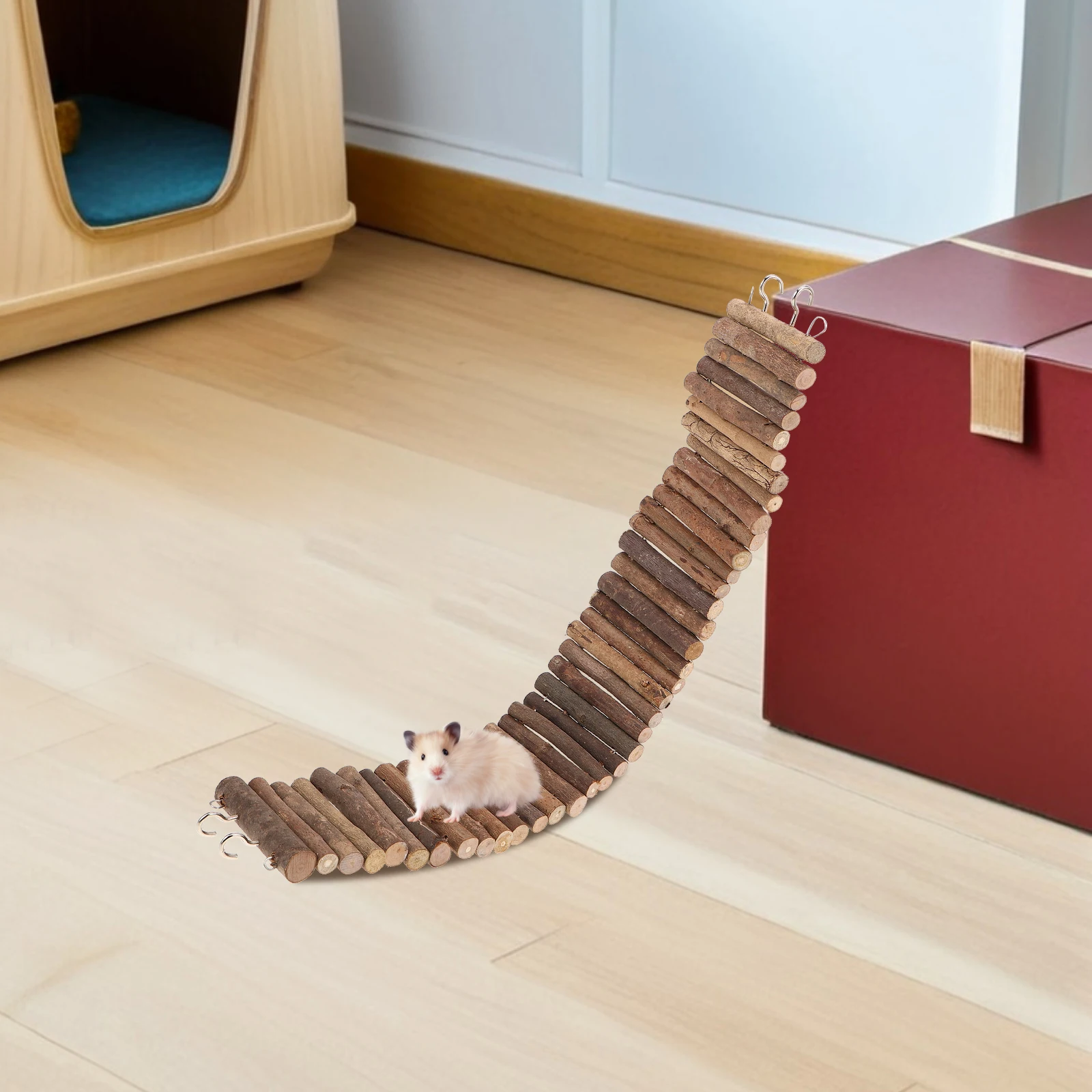 

Pet Hamster s Enclosure Accessories Climbing Structure Wooden Bendable Ladder Bridge Tunnel