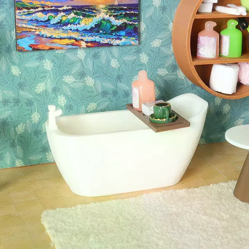 

1/2Pcs Desktop Decor Dollhouse Mini Bath Tub Model Bathroom Bathtub Scale Pretend Food Play Miniature Doll Accessory