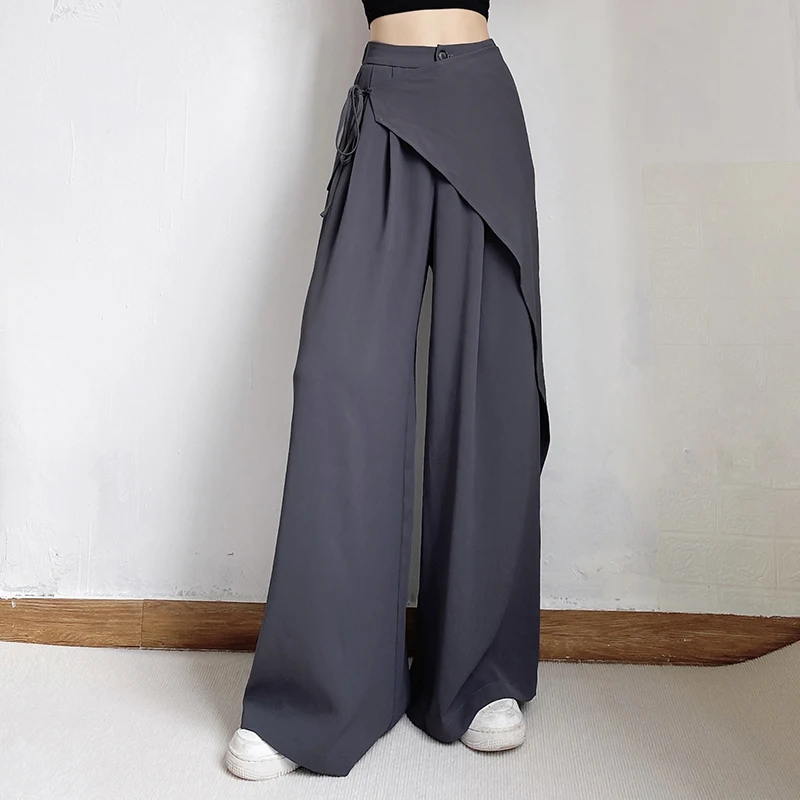 High-End Design High Waist Casual Pants Women's Slimming Drape Wide-Leg Suit Pants Versatile Mop Pants Y2k Pants