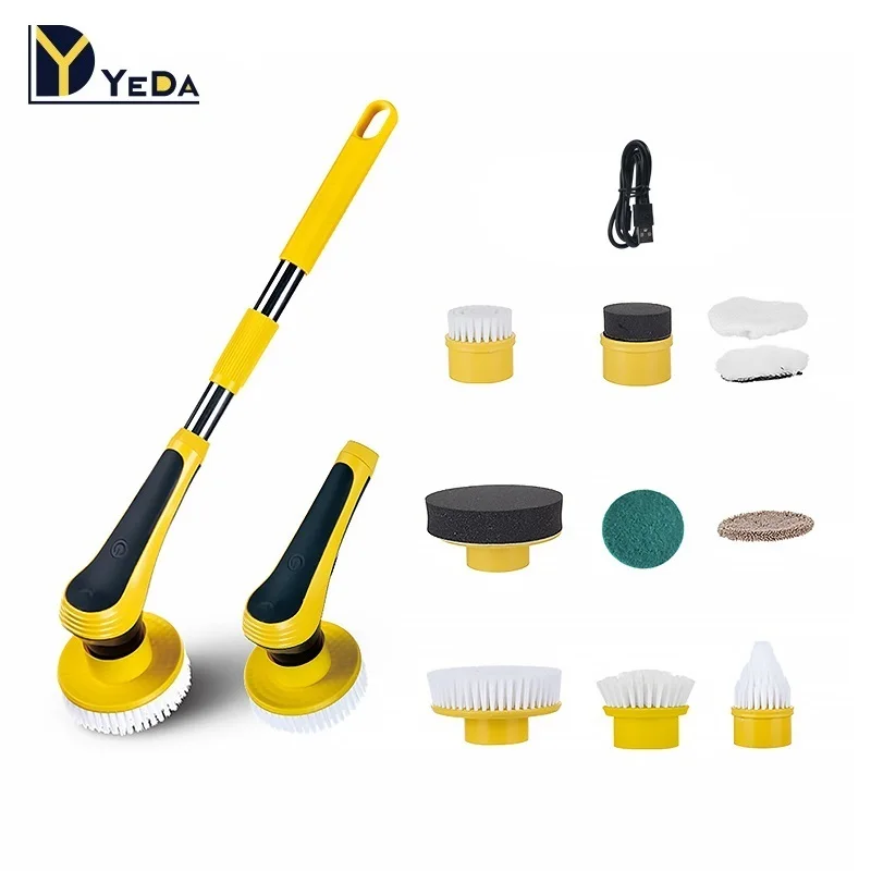 360 Cordless Electric Spin Scrubber Rechargeable Power Cleaning Brush Portable Scrubber For Bathroom Tub Tile Floor Cleaner