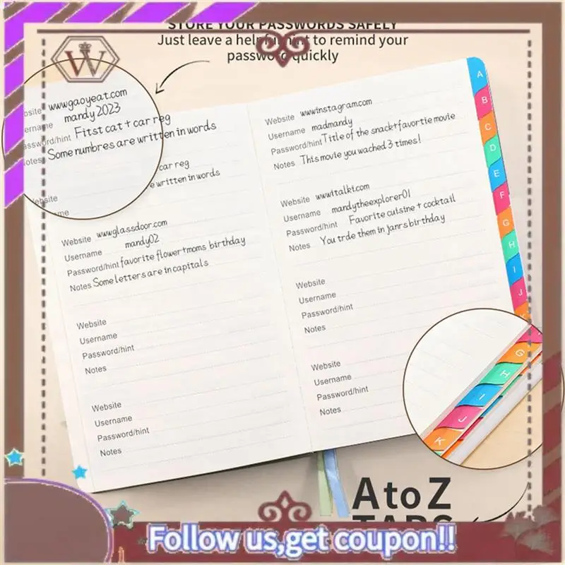 

Latest 2X Password Keeper Book With Alphabetical Tabs For Password Notebook For Internet Website Address Log In Detail,C