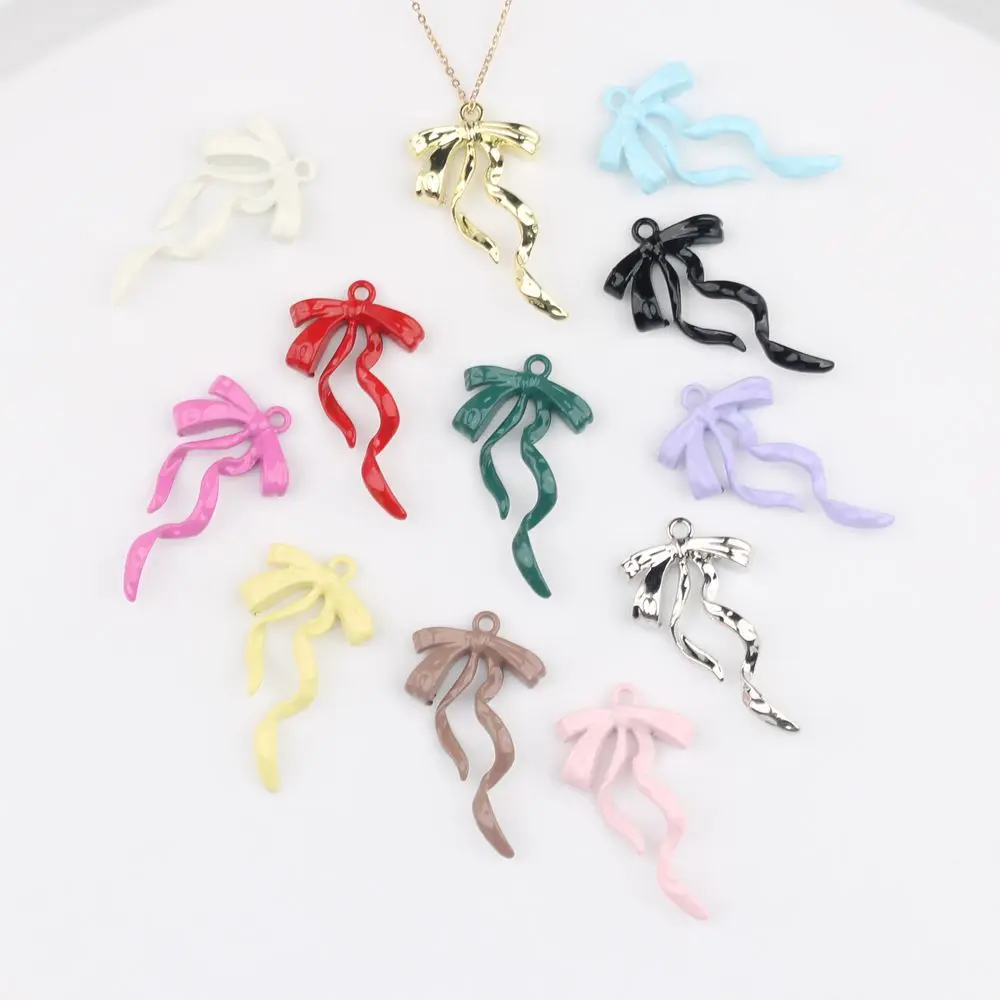 

20Pcs Minimalist Alloy Painted Bow Pendant Charm DIY Bracelet Necklace Earrings Jewelry Accessories