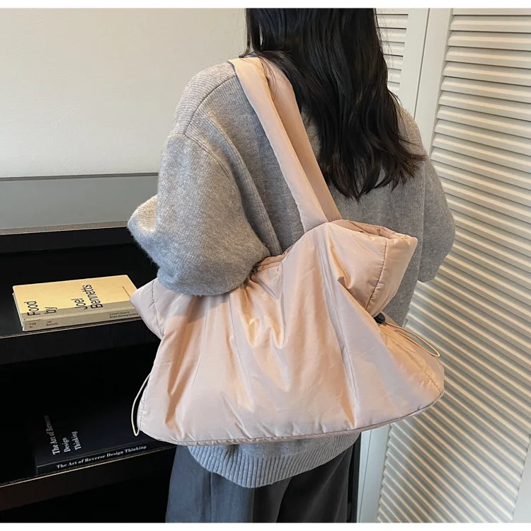 Herbst Winter Baumwolle Umhängetasche Frauen Stilvolle Tote Satchel Handtasche Geräumige Nylon Geldbörse für Arbeit Pendeln und Reisen – Detail 34