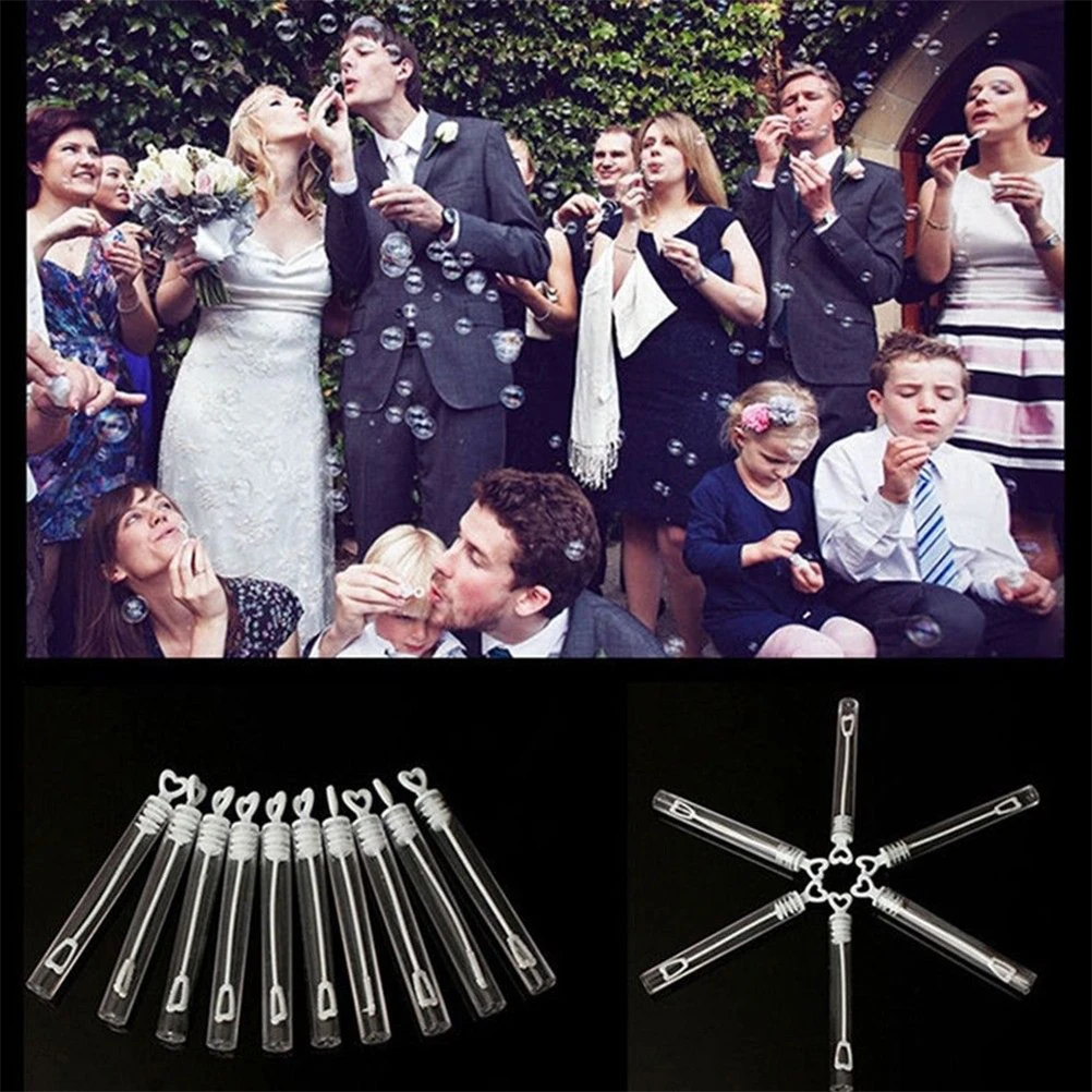 

144Pcs Heart Wedding Bubble Sticks Romantic Clear Plastic Bubble Wands Party Favors for Celebration Decoration