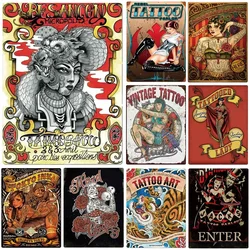 Vintage Metal Tin Signs Plaque Tattoo Girls Wall Decor Iron Painting Art Posters for Man Cave Home Cafe Game Room Club Bar Ret