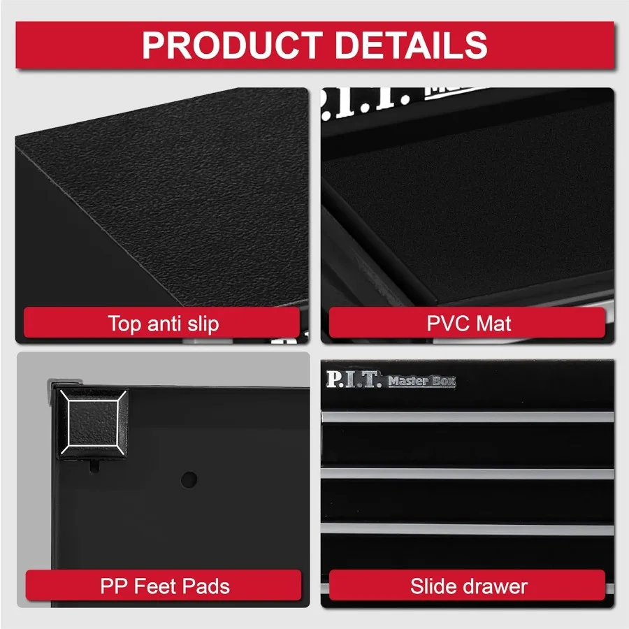 صندوق أدوات أسود صغير محمول 5 أدراج مايكرو لفة الكابينة الصلب صندوق أدوات قابل للتكديس مع بطانة سوداء حقيبة أدوات صغيرة للأدوات #6