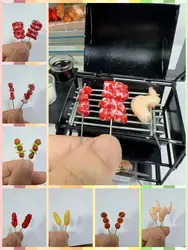 Simulación de comida de supermercado en miniatura kabob, salchicha de ternera, seta de maíz, casa de muñecas, Mini cocina, accesorios de comida de arcilla, nuevo, 1/12