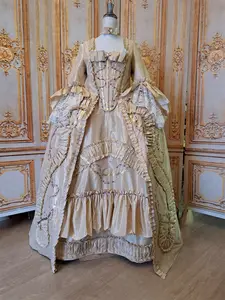 Robe A La Francaise 18. Yuzy l Robe De Bal Rococo Marie Antoinette balo kad nlar icin ortaca romantik frans z mahkemesi elbise AliExpress