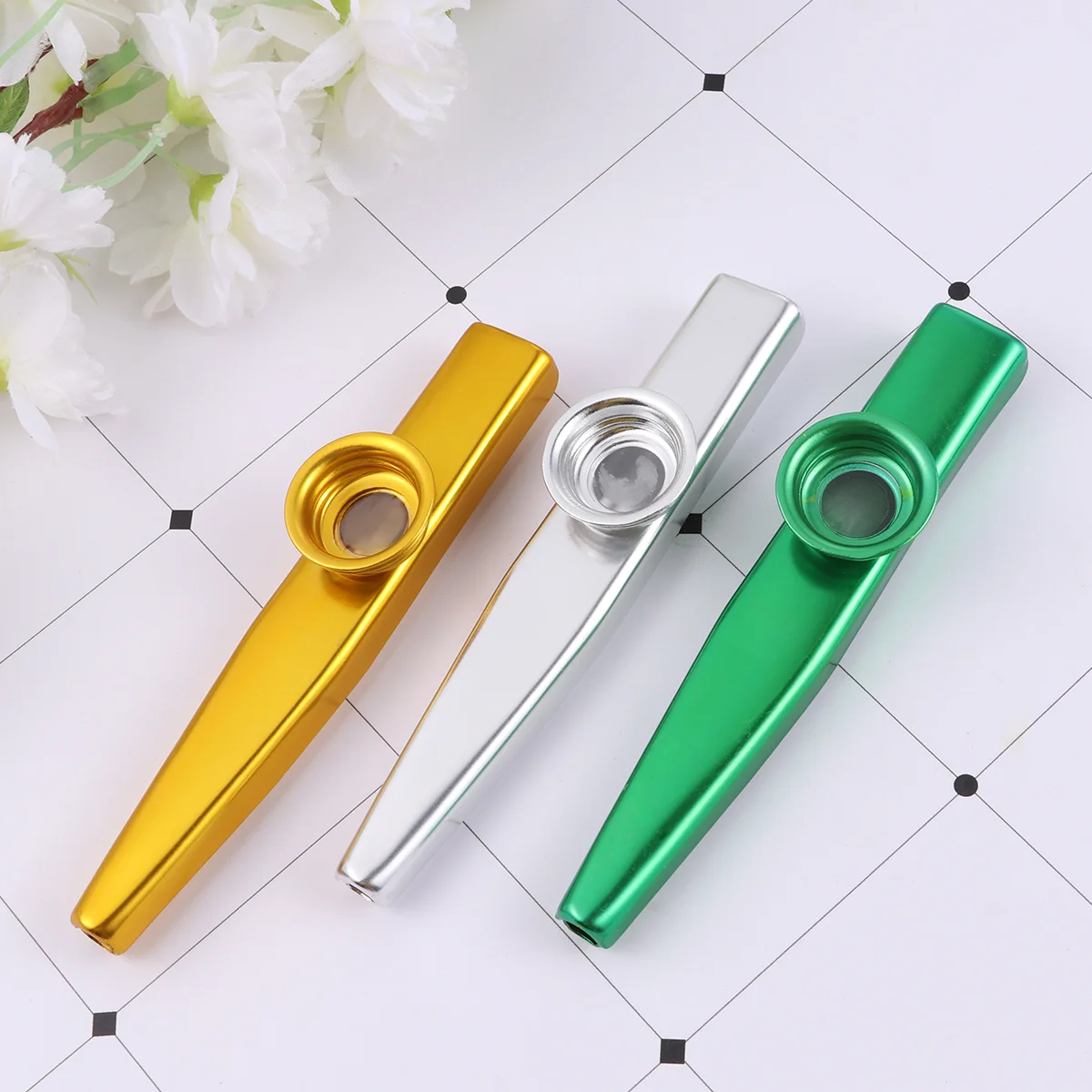 

6 Pcs Mini Musical Instruments Kazoo for Kids Preschool Educational Toys Mental Metallic Kazoos Piano Keyboard Different Color