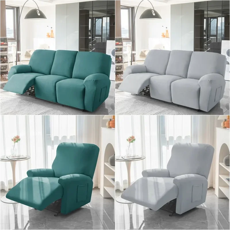 1/2/3/4 Seater Recliner Sofa Covers Elastic Relax  Armchair Cover Stretch Reclining Chair Slipcovers Furniture Protector