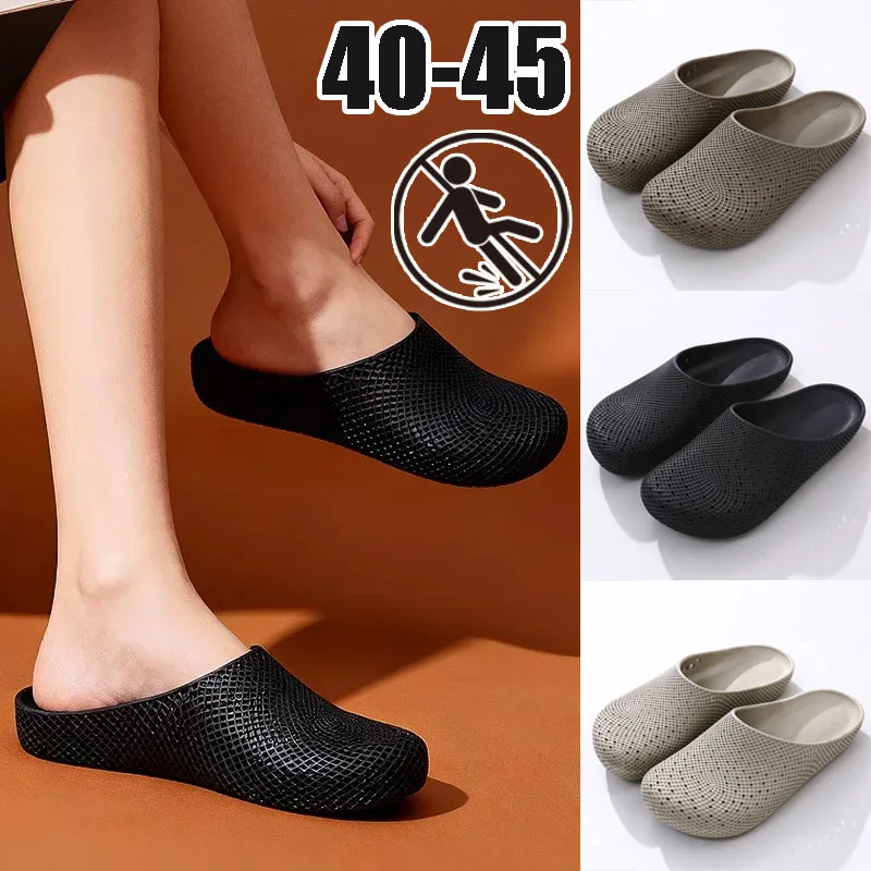 Men's Summer Anti-Slip Outdoor Sandals, Breathable Slip-On Clogs with Holes, Comfortable Casual Work Shoes