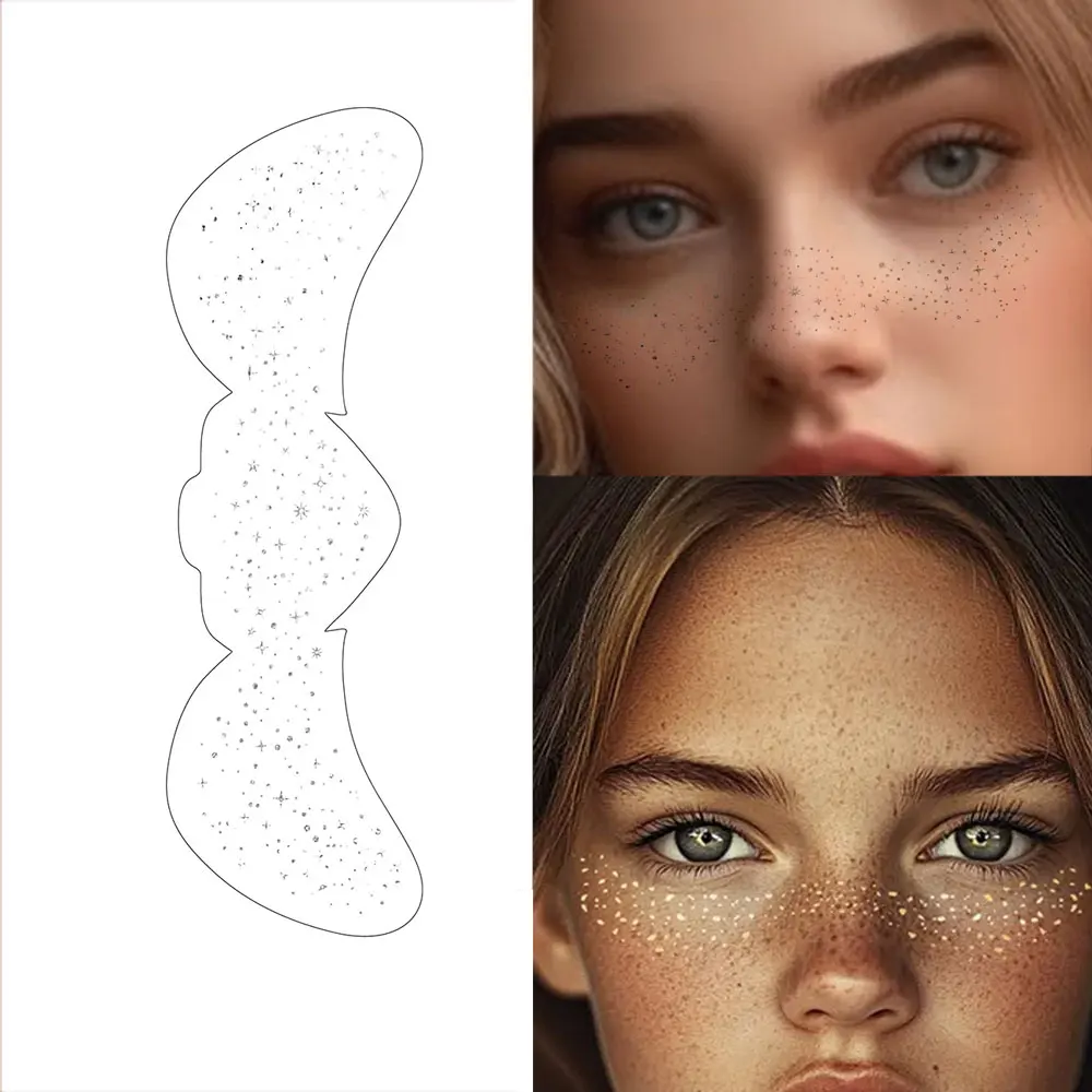 Waterproof Golden Silver Freckles Face Makeup Patch Temporary Tattoo Sticker For Holiday Parties Festivals Fake Tattoo for Women