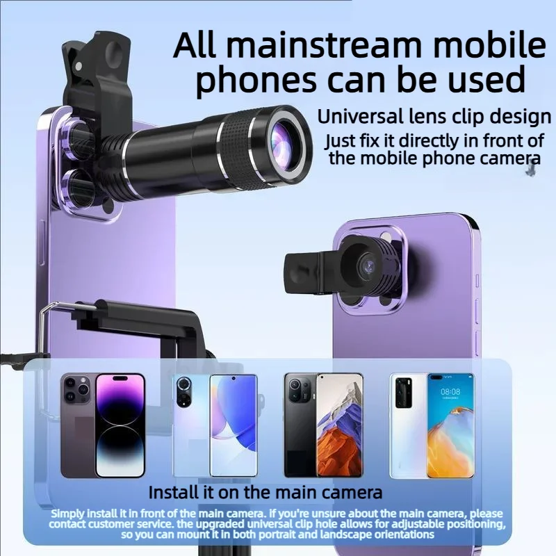 

NEW Universal 20X Magnification Telephoto Lens Clip-On Outdoor Mobile Phone Photography External Camera