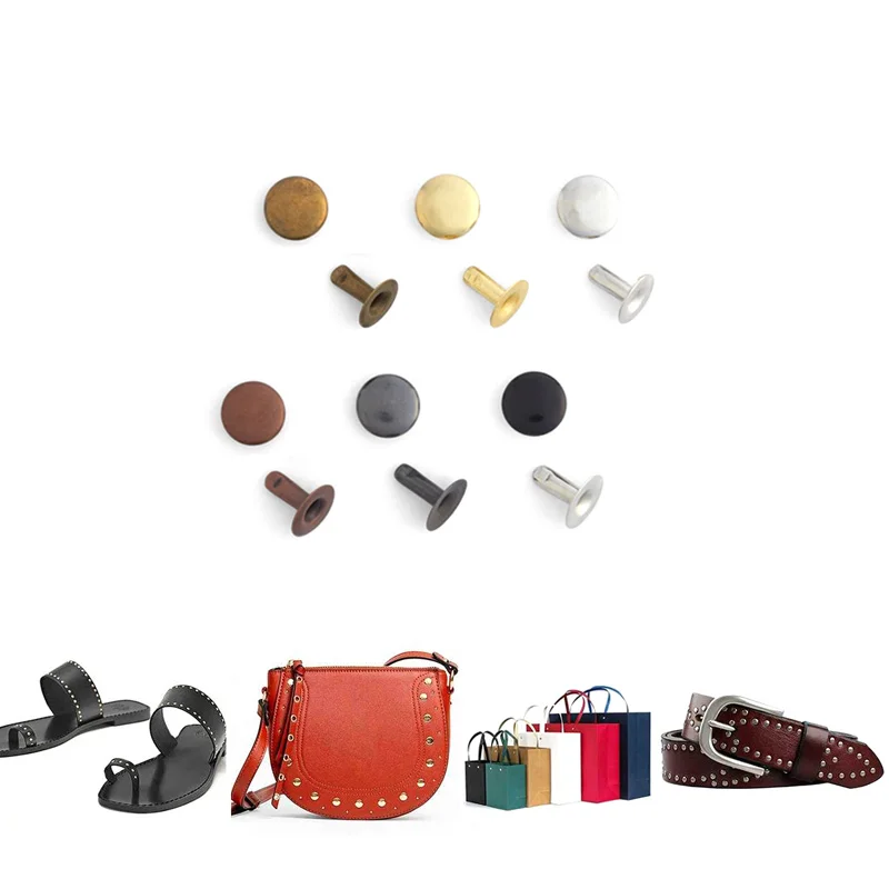 100 Sets of 6*5 Small Single-Sided Rivets Made of Metal Iron, Single-Sided Studs for Handmade Sewing Accessories, Leather Fasteners, Clothing and Bag Accessories