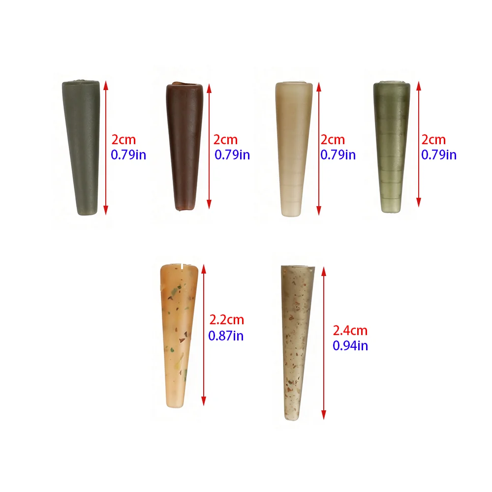 Hirisi AE061 Carp Fishing Cone Tail Rubber Sleeves Lead Clips Anti-Tangle For Helicopter Rig Chod Rig Terminal Tackle Accessory