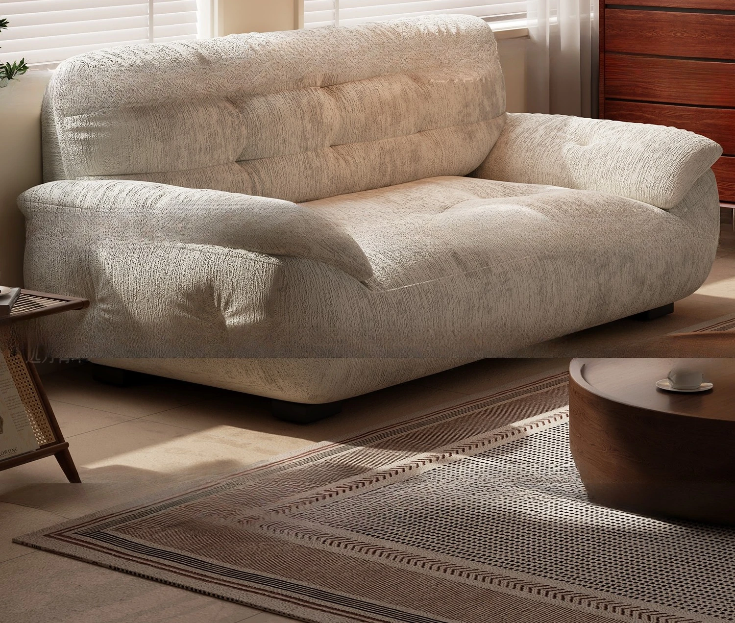 

Французский винтажный диван-пуф из вельвета «Облако» в стиле инлайн-арт