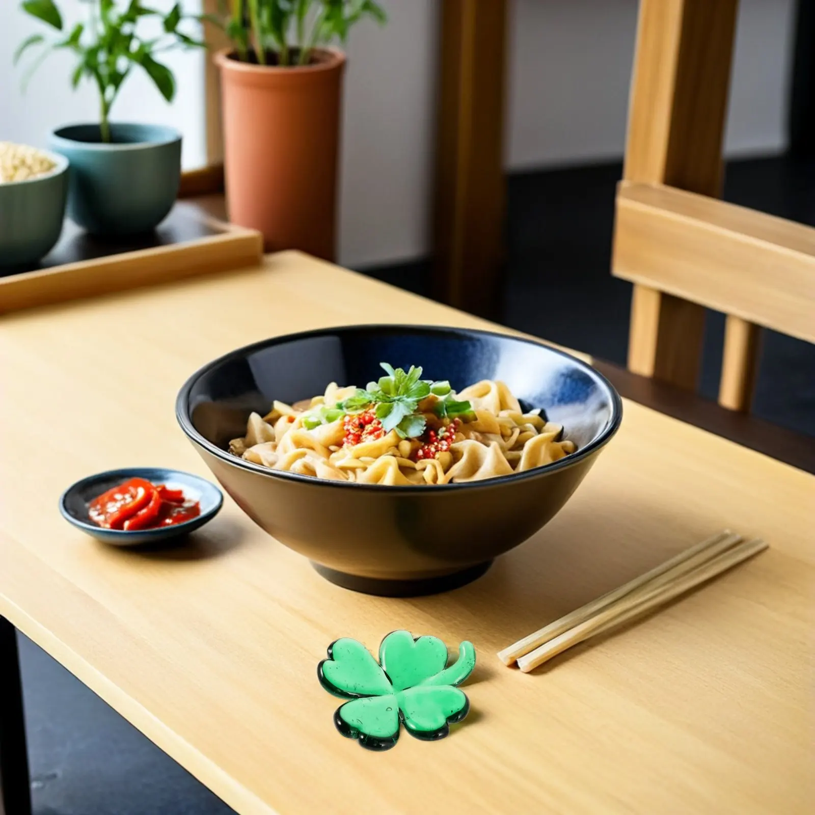 6Pcs Glass Chopstick Rests Four-Leaf Clover Shape St Patrick's Day Tableware Holder Dishwasher Safe Spring Themed Decorative