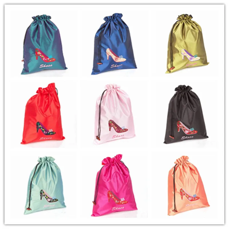 

5pcs Matching High Heels Shoes Bags Reusable Drawstring Satin Fabric Storage Pouches Women Protective Shoe Dust Cover with lined