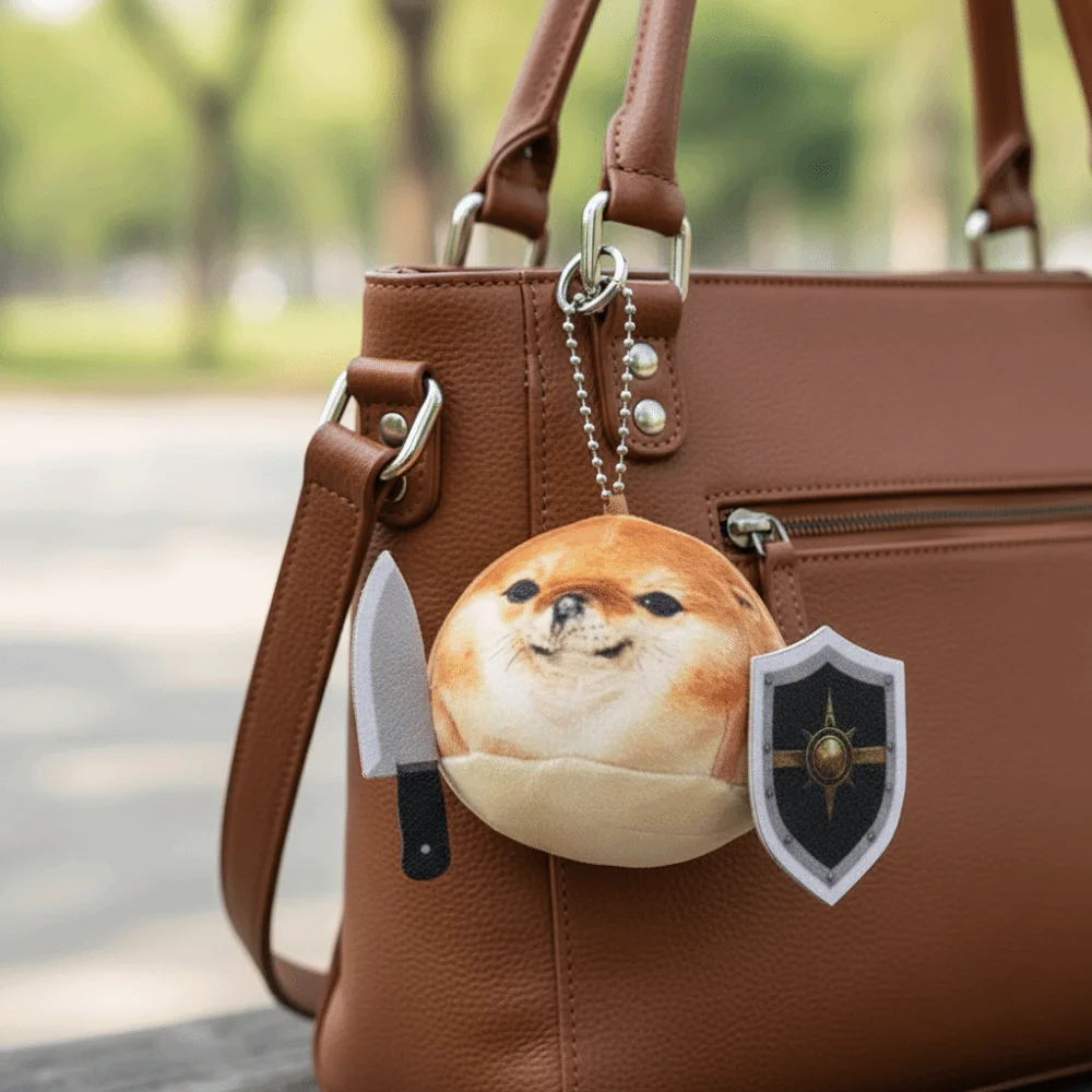 PP Cotton What The Dog Doing Pendant Animal Cartoon Shiba Inu Dog Abstract Cotton Soft Shield Dog Keychain Hanging Ornaments