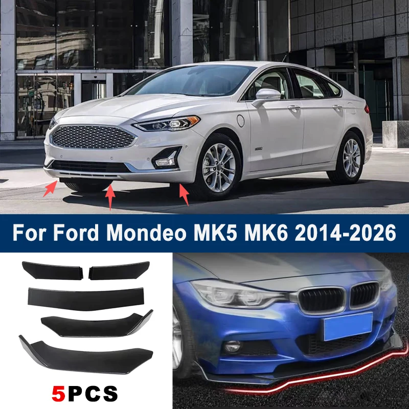 

Регулируемый комплект из 5 секционных сплиттеров переднего бампера для Ford Mondeo MK5 MK6 2014-2026, внешний спортивный обвес для автомобиля