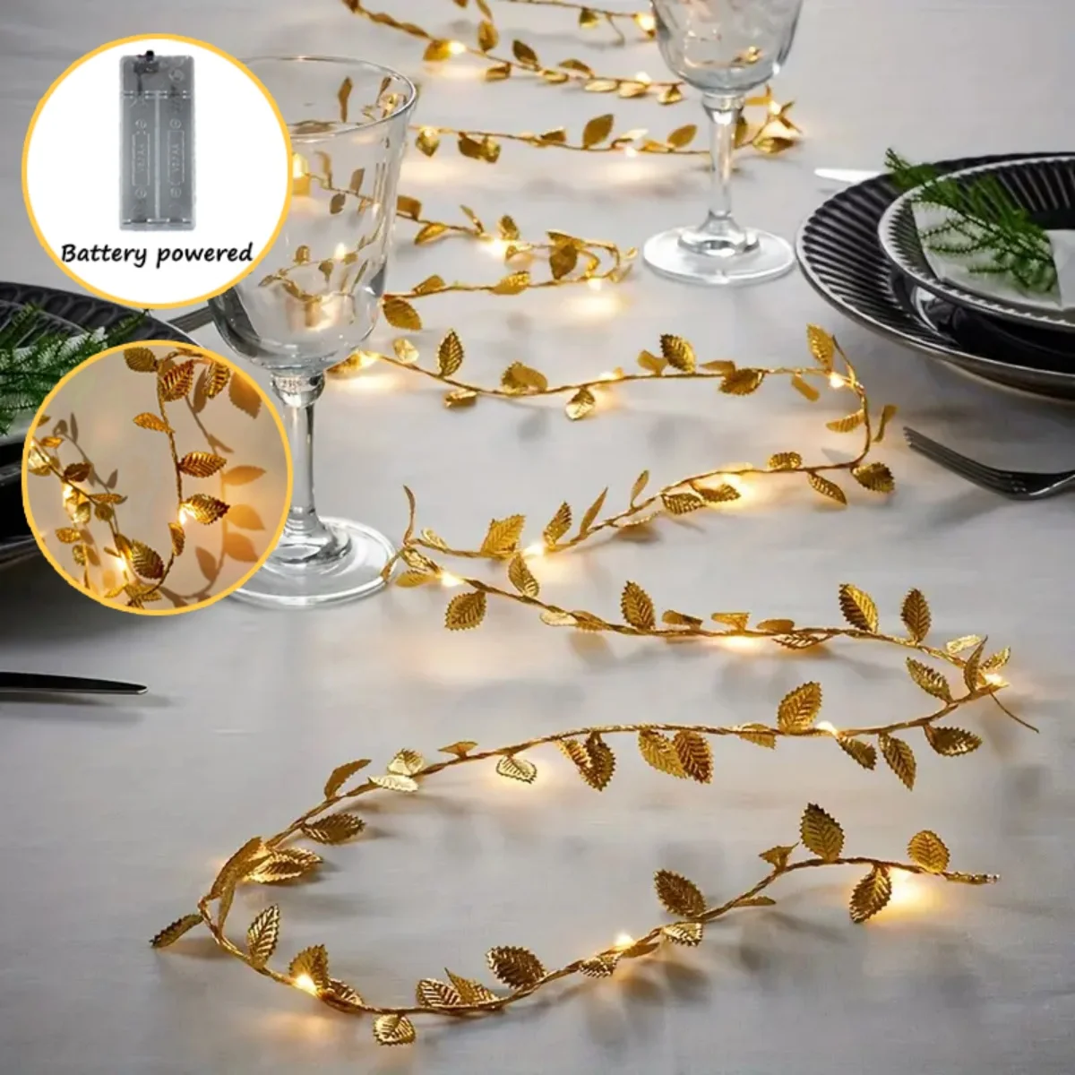 Shining Golden Leaf String Light,20LED Battery powered Lamp,For Christmas Thanksgiving Festival Birthday Party Wedding Decor