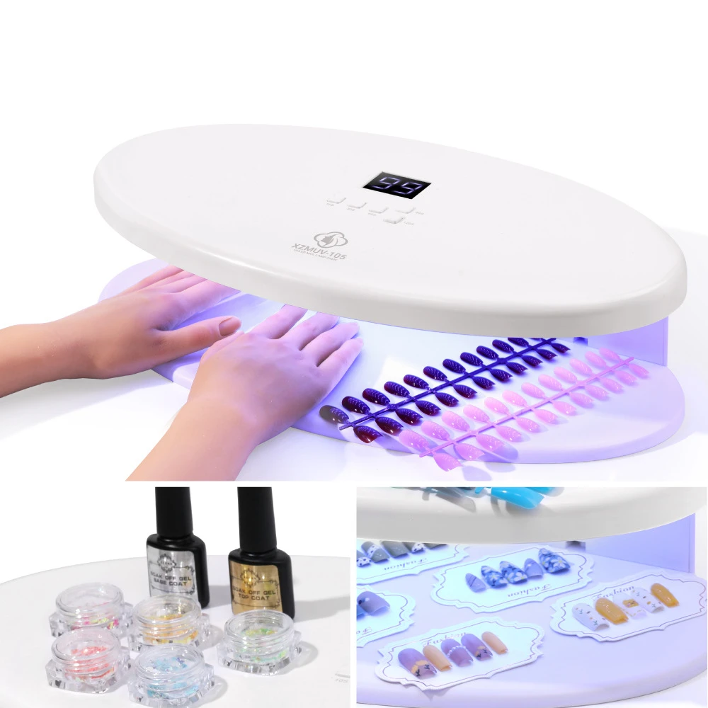 Lámpara UV grande de 256W para secado rápido de uñas, 96 LED, herramienta profesional de manicura y pedicura con 5 ajustes de temporizador para geles de uñas