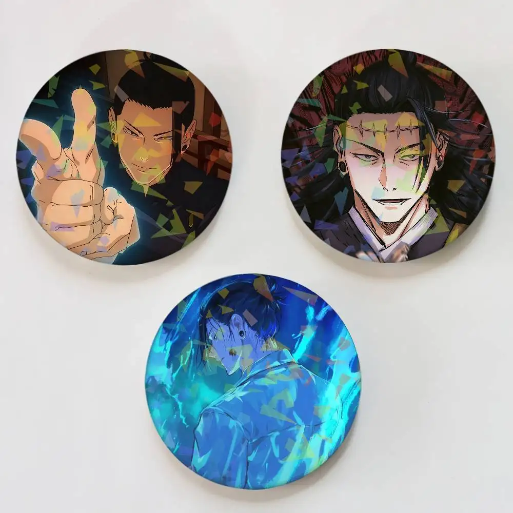 Anime S-Suguru G-Geto Runde Laser-Anstecknadel Brosche Kleidung Rucksack Accessoires Revers-Dekoration Geschenk