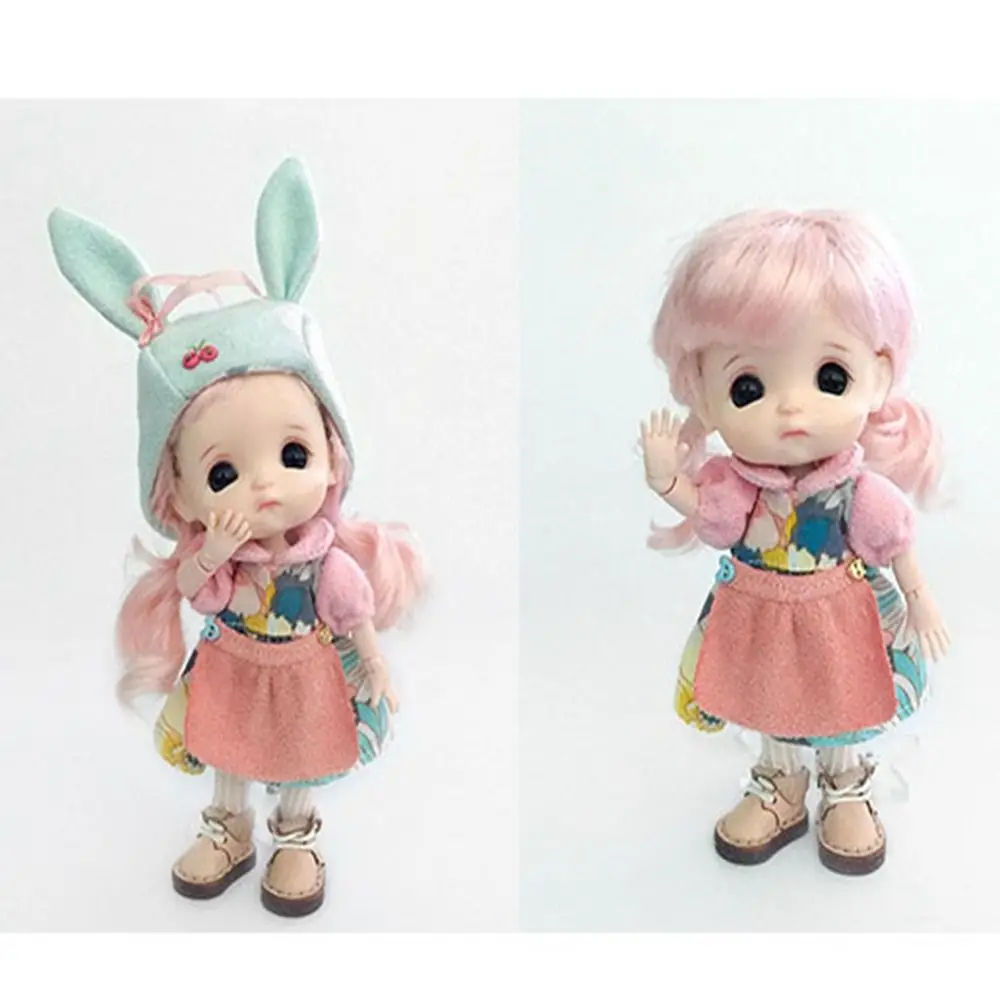 

New Handmade Doll Bib Dresses Sleeve Outfits Fashion Doll Clothes Skirt DIY Dolls Tops For 1/11 OB11 Dolls/for 1/12 BJD Dolls