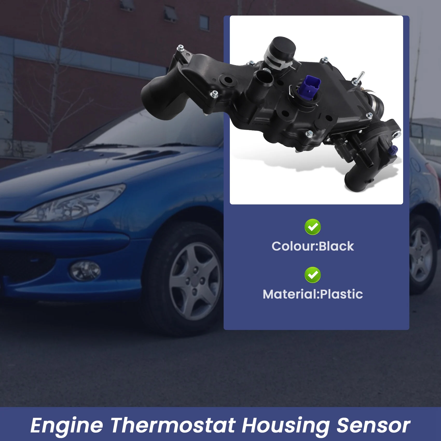 

T48C_9641338380 Engine Thermostat Housing with Sensor for Peugeot 206 Sedan 1336.T0 1336T0