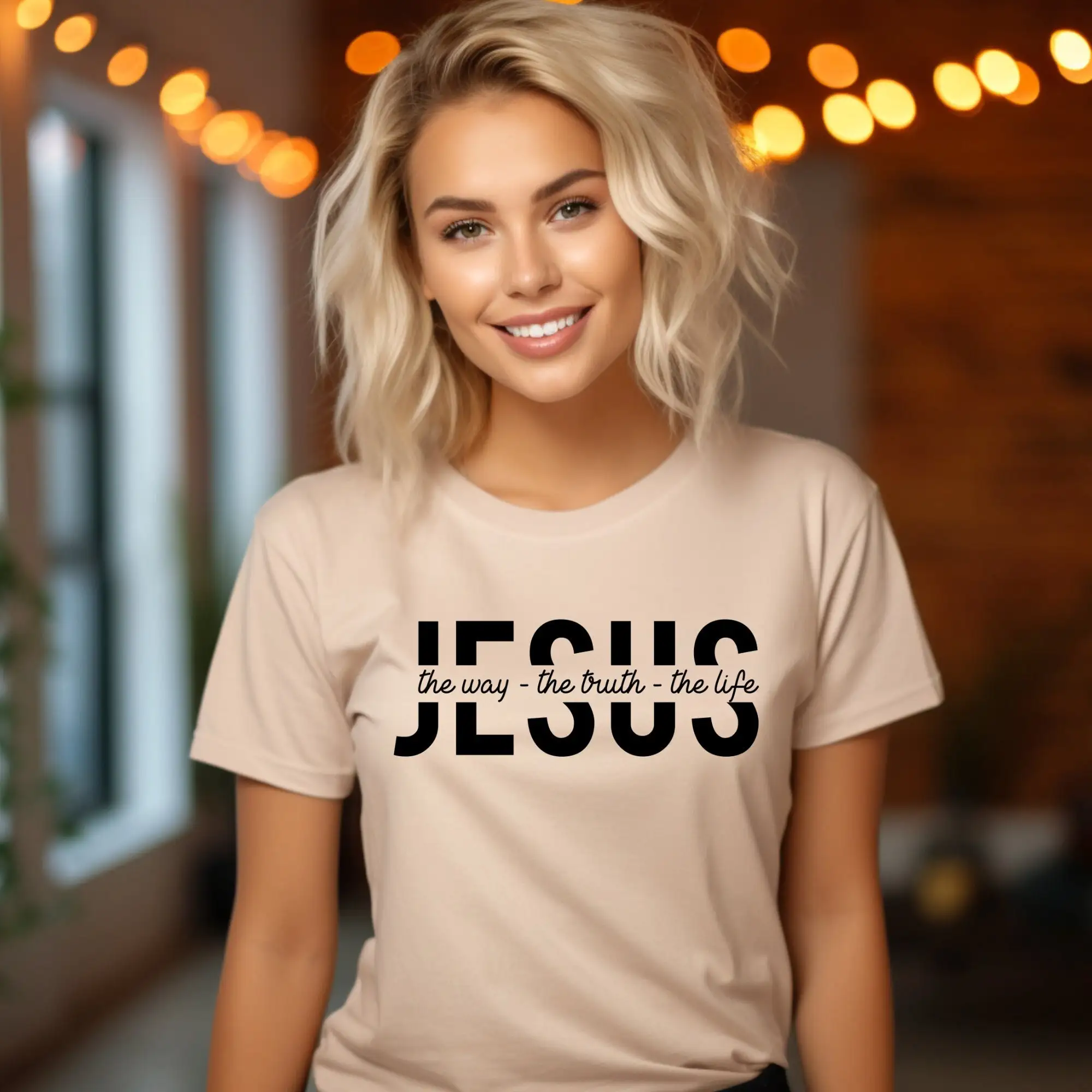 Jesus the way truth life T Shirt Womens Christian Bible Verse Faith Pray