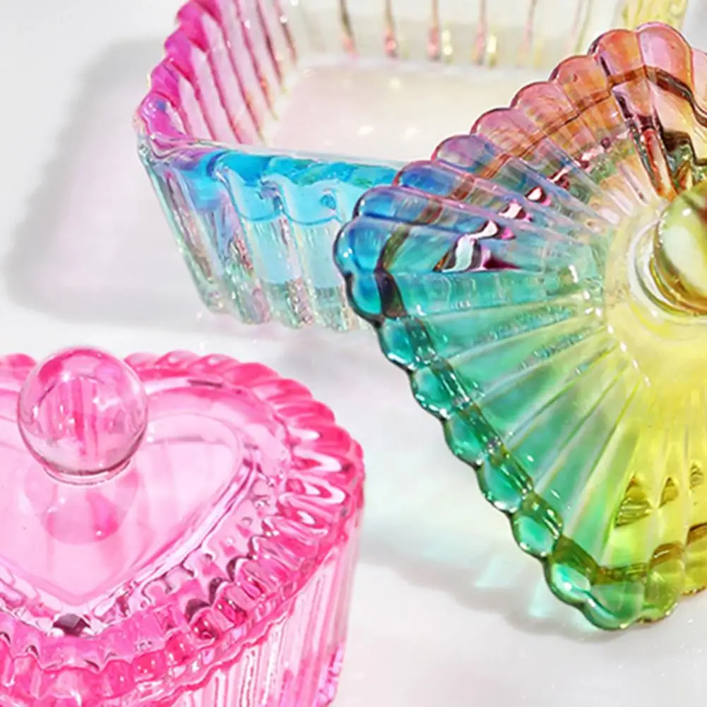 ネイルアート用蓋付きダッペンディッシュ アクリルパウダーコンテナホルダー リキッド ラブハート スクエアフラワー フェイククリスタルガラスカップボウル