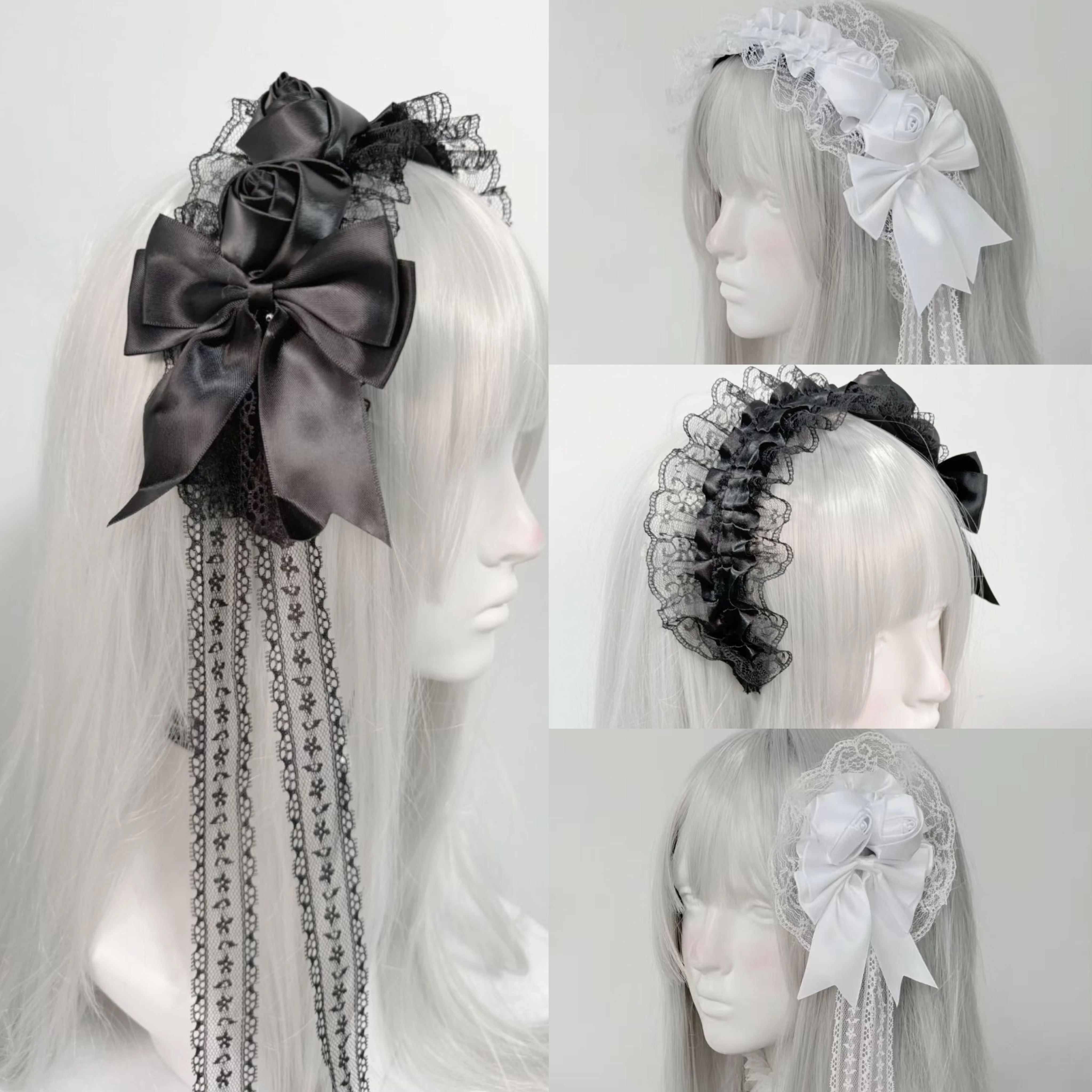 

Заколка для волос с кружевным бантом в стиле Лолиты для женщин, повязка на голову с клапаном, аксессуары для косплея, вечерние, нежная заколка для волос