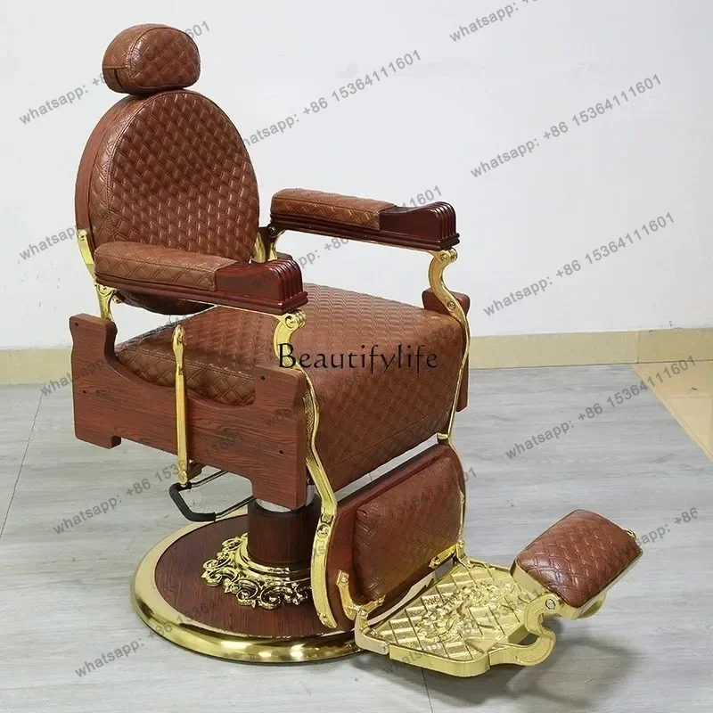 D30Oil head big chair barber shop retro reclining hair cutting chair