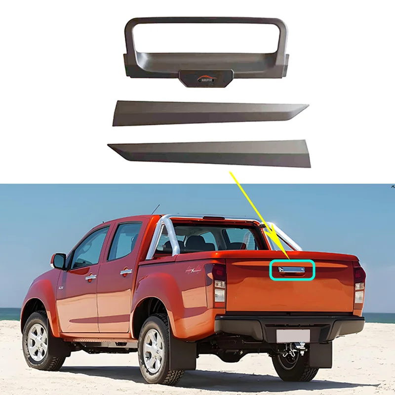 

Car Chrome Tail Gate handle cover accessories For Isuzu D-max Dmax 2016 2017 2018 2019 Rear Trunk Cover Trim black color