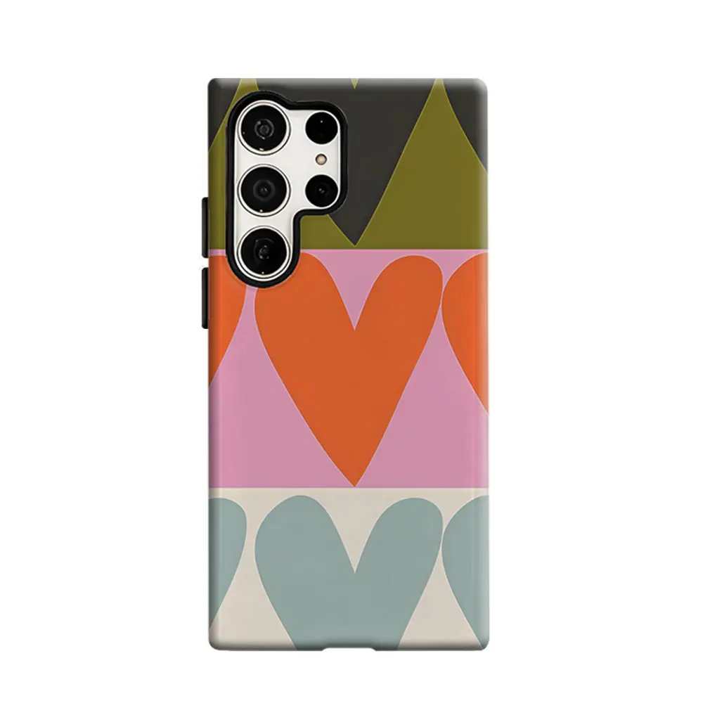 CaseLumi Phone Case For Samsung Galaxy S25 S24 S23 Ultra Plus HD Hard Multi Color Heart Layers Double Layer Cover Film Shell