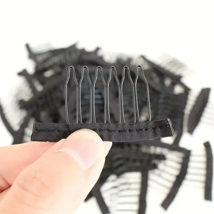 10/20Pcs Wig Combs To Secure Wig 6-Teeth Wig Comb Wig Clips With Cloth For Making Wig Caps Steel Material Clips Combs For Hair