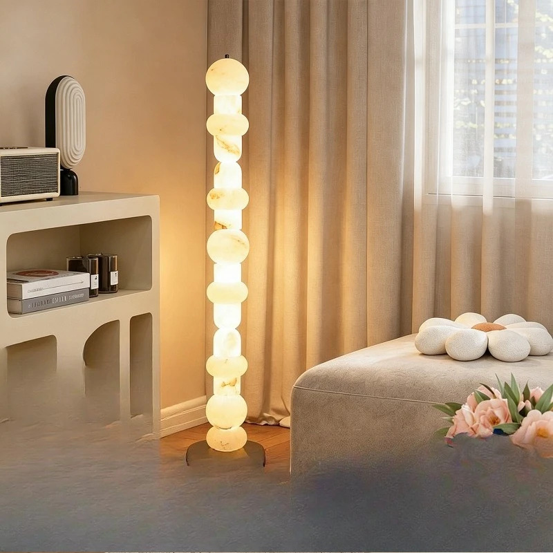 Natural marble floor lamp modern designer creative villa living room model room LED lamp