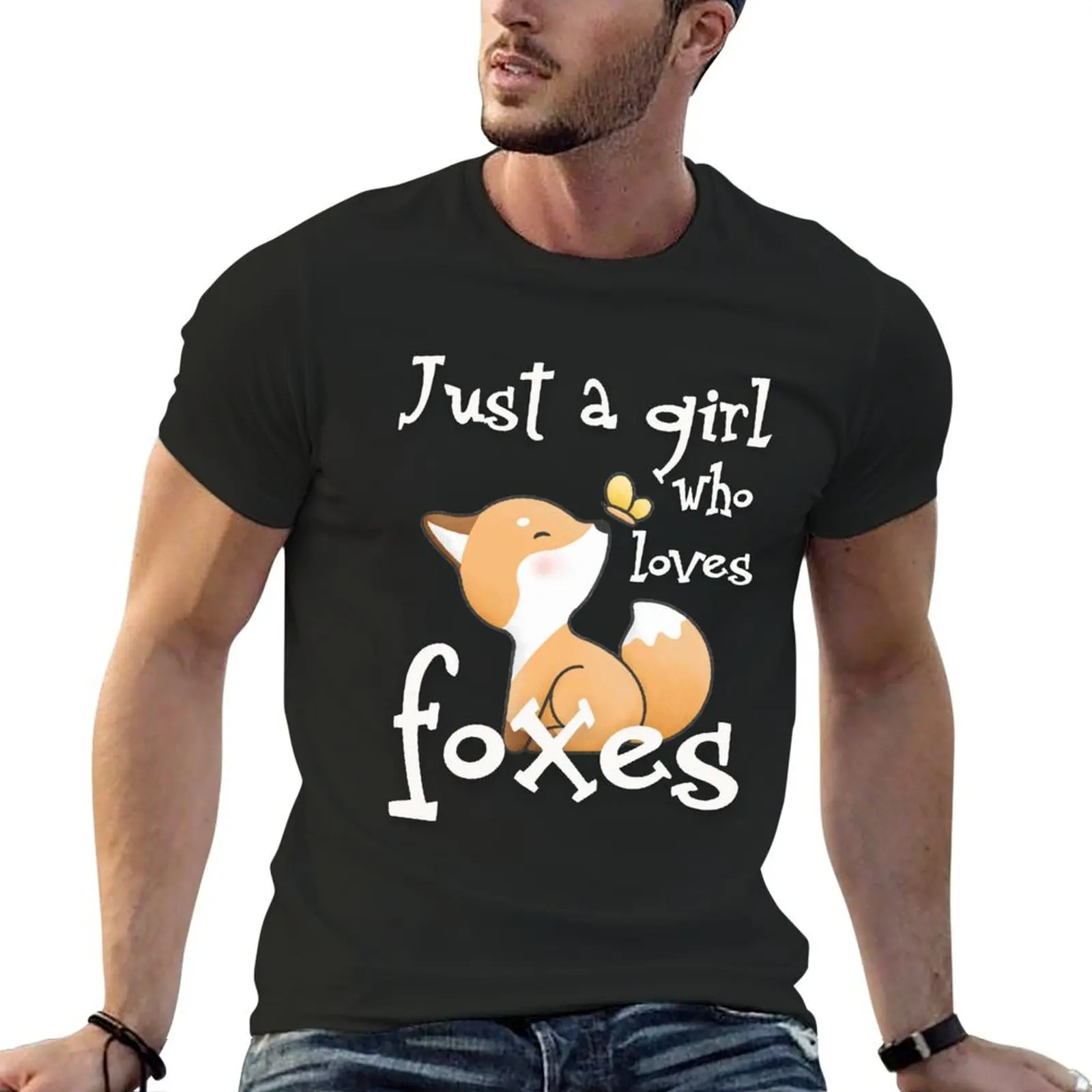 Cute Fox Just A Girl Who Loves Foxes T-Shirt graphics sublime aesthetic clothes mens cotton t shirts