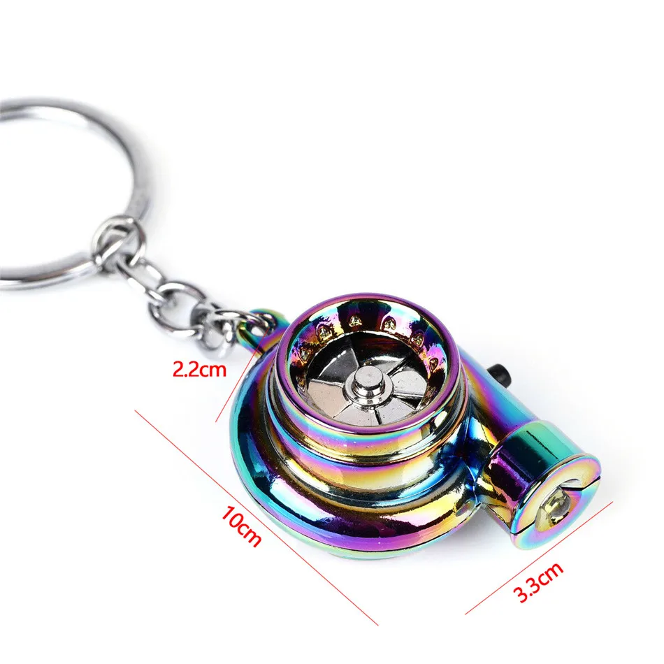 LED Light Keychain Car Metal Keyring Sound Turbo Key Sleeve Bearing Spinning Model Turbine Turbo Ring Key Turbo Shaped