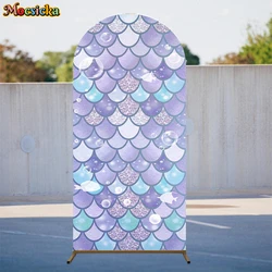 Mermaid Arch Background Photography Purple Scales Undersea Shells Children Baby Happy Birthday Backdrop Decor Props Photo Studio