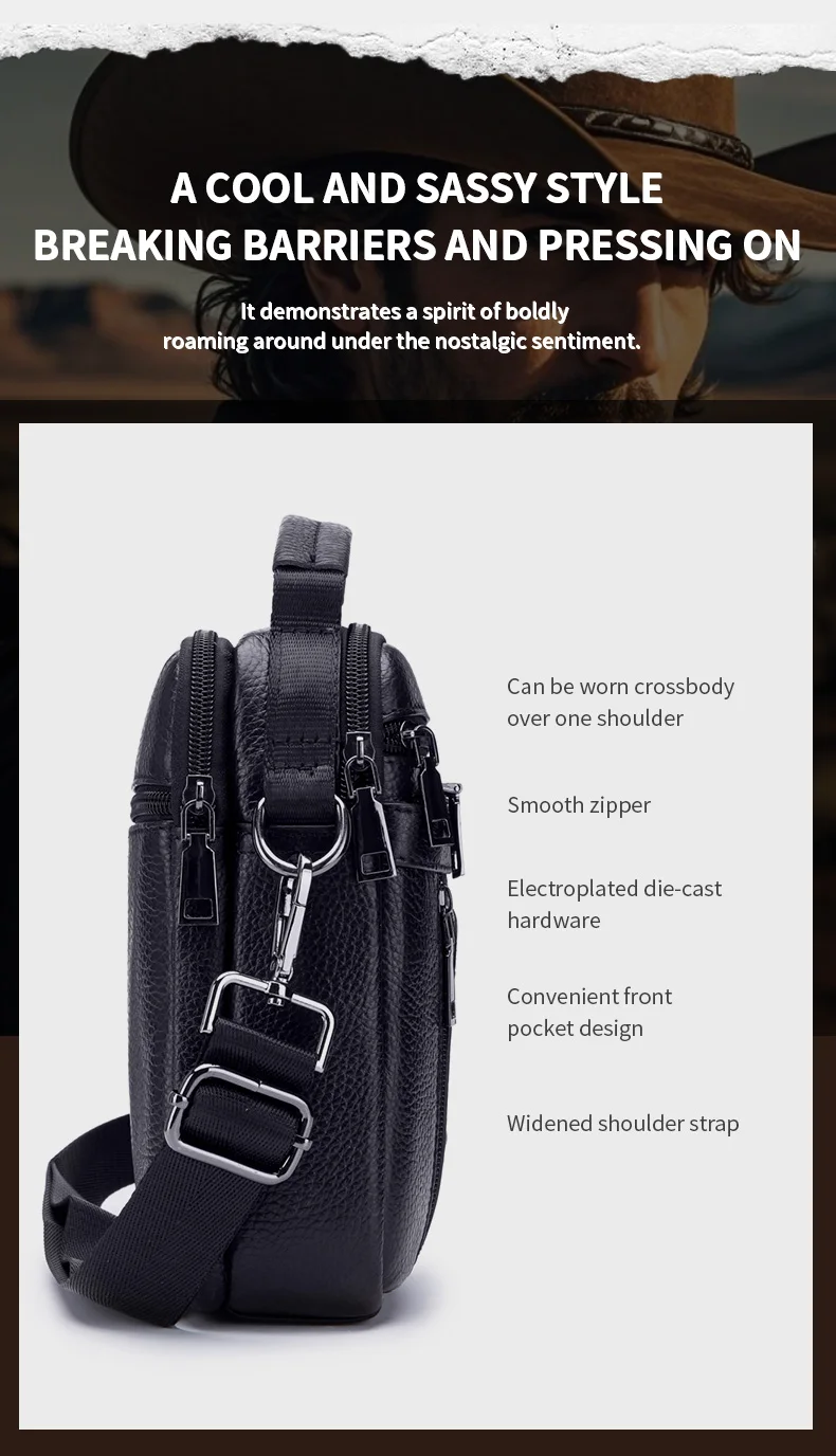Bull captain neue Männer Tasche Echt leder Mann Marke Umhängetasche kleine Business-Taschen männliche Messenger Ledertaschen – Detail 10