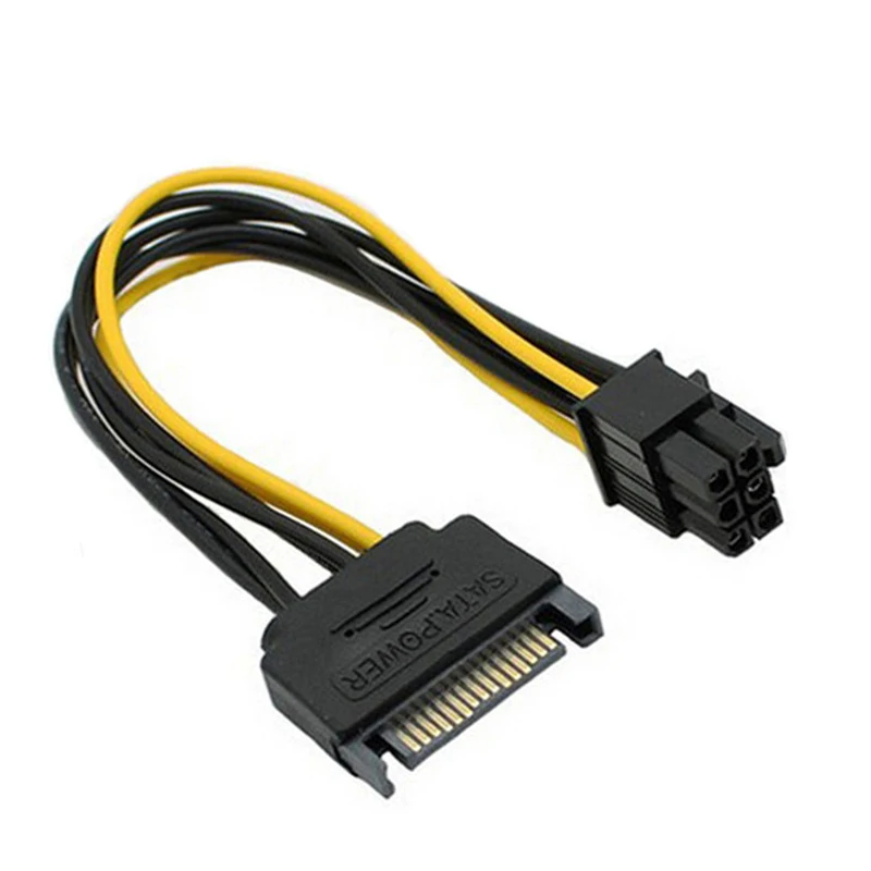 6pcs SATA Power Cable For Riser Card  PCI EXPRESS PCI-E Sata Graphics Converter Adapter Video Card Power Cord15 Pin To 6 Pin