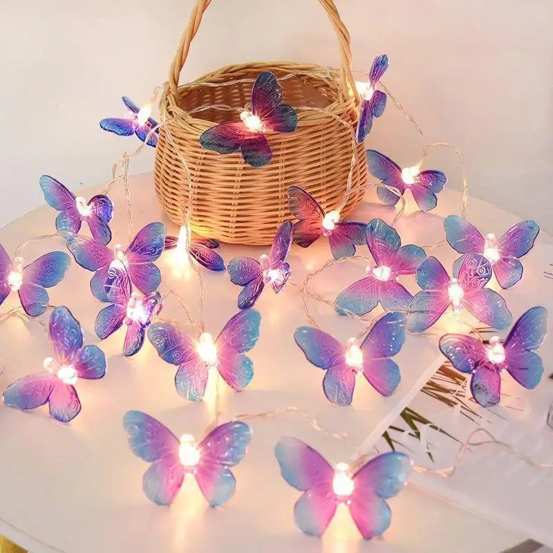 Butterfly String Lights 6m 40LEDs Fairy Garland Christmas Party Wedding Bedroom Decor Battery Powered Warm White Home Aesthetic