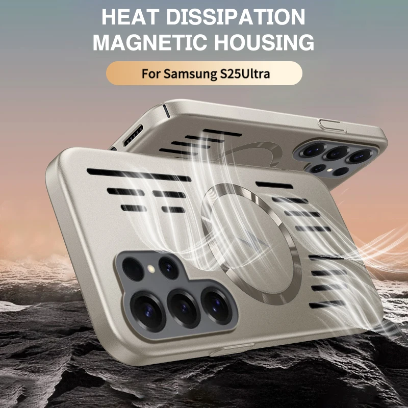 Luxury For Samsung Galaxy S25 S24 Ultra S23 S22 Plus Case Hard Heat Dissipation Magnetic Wireless Charging Protective Back Cover