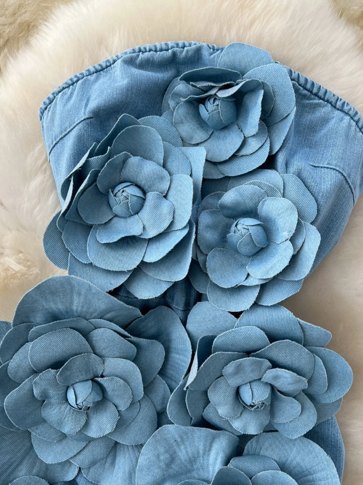 

Off-oulder Denim ort Dr Women's High Waist A-Line Skirt Sle Svel Slimming Floral 3D Print Commute Korean Faion
